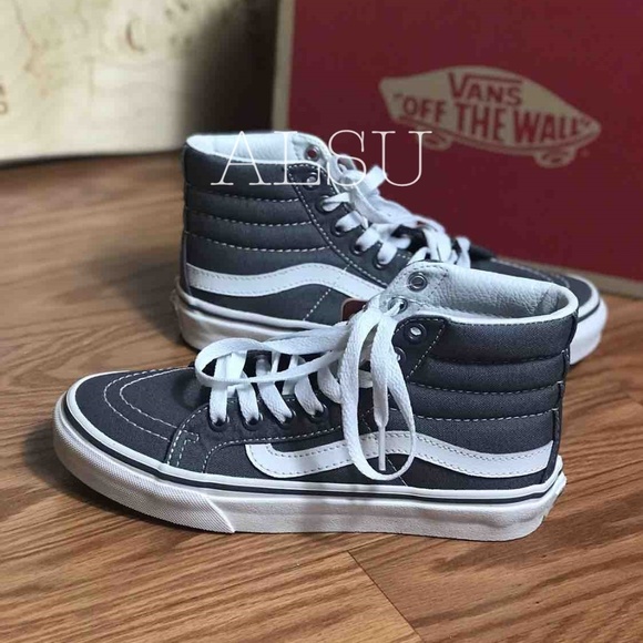 NWT VANS SK8-HI Slim Castlerock Blanc Grey Kid’s - Picture 3 of 8